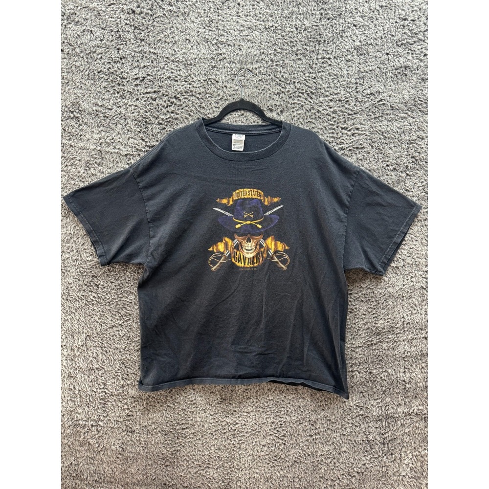 Vintage Delta United States Cavalry Skull‎ Graphic Classic Casual Tee Size XXL
